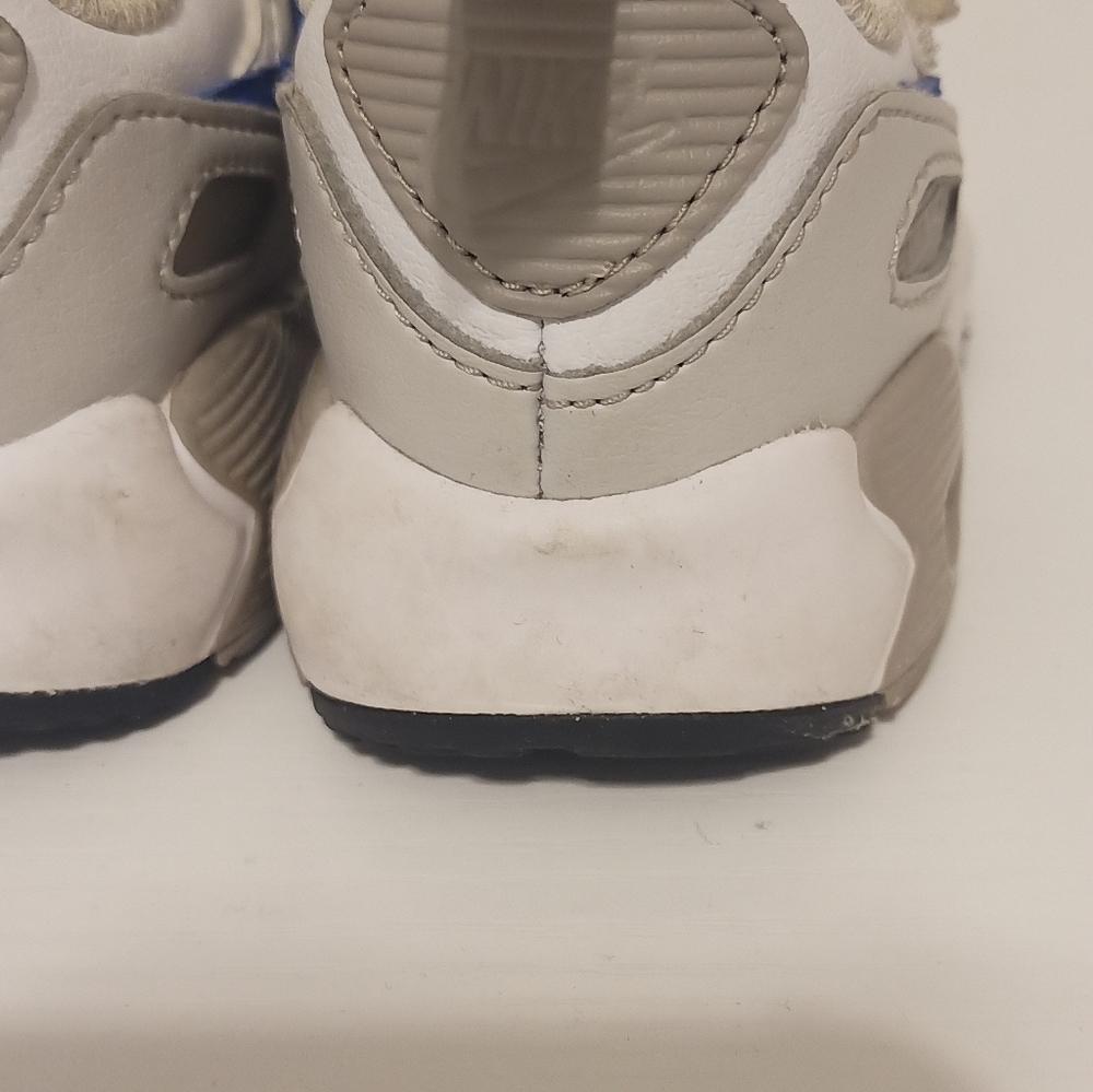 Kids White and Blue Nike Swoosh Sneakers Shoes - Picture 4 of 7